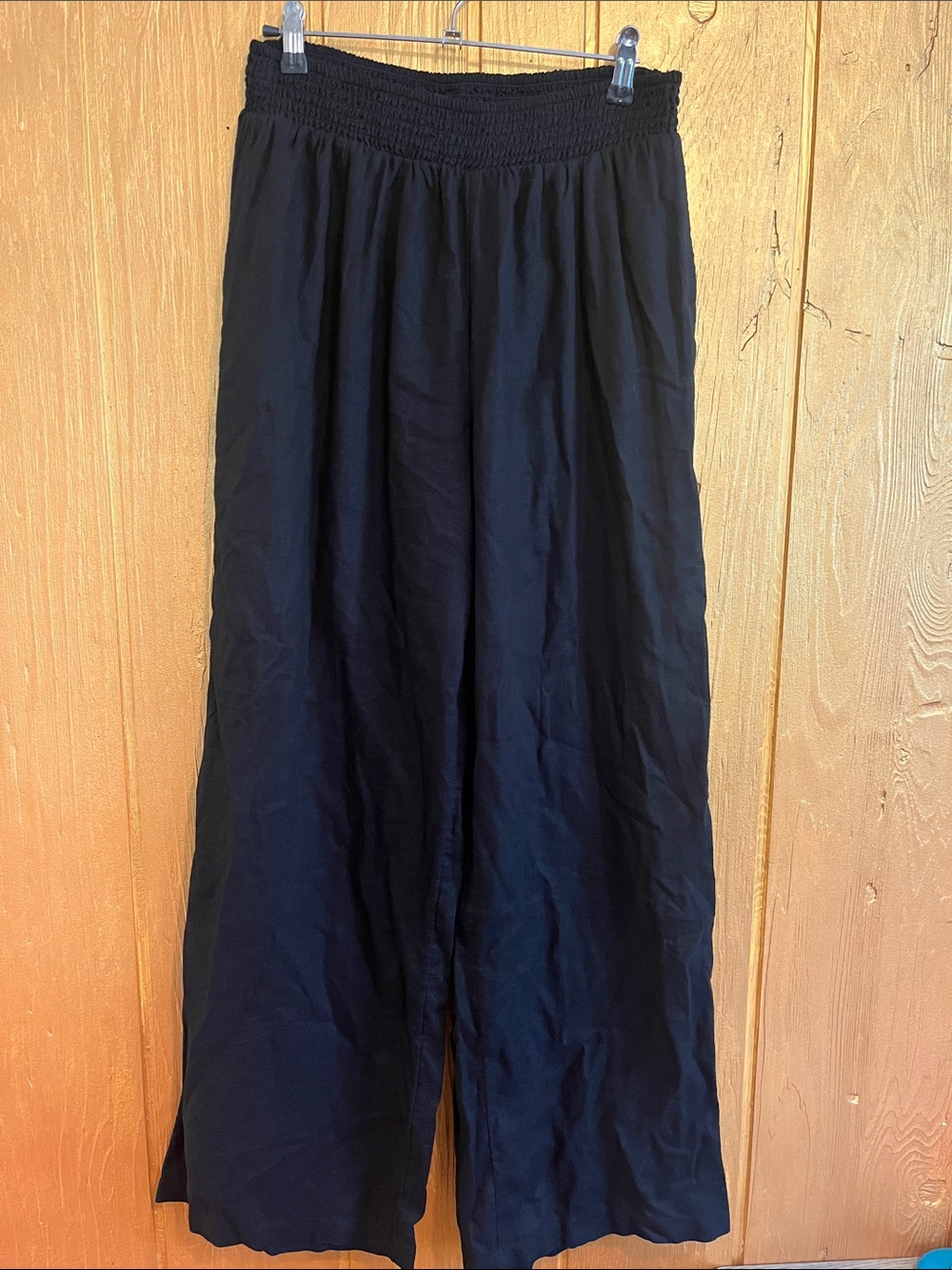 aerie Black Linen Wide-Leg Pants
